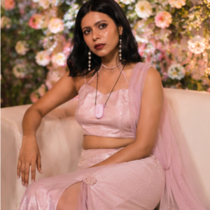 Blush Pink Satin Crop Top & Draped Skirt Co-ord Set
